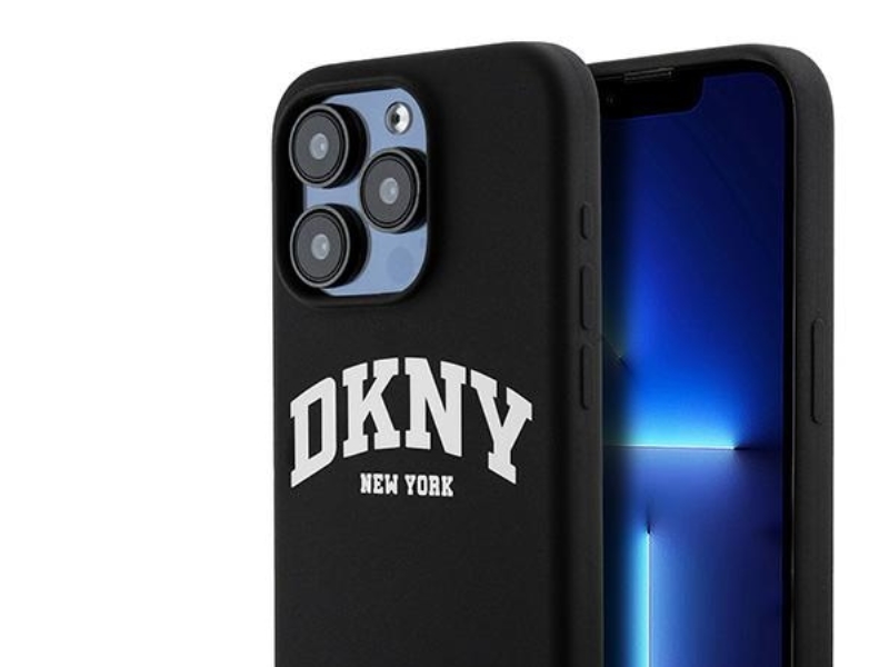 Dkny Liquid-Silikon Weißes Logo-Print Magsafe Case Für Iphone 14 Pro - Schwarz