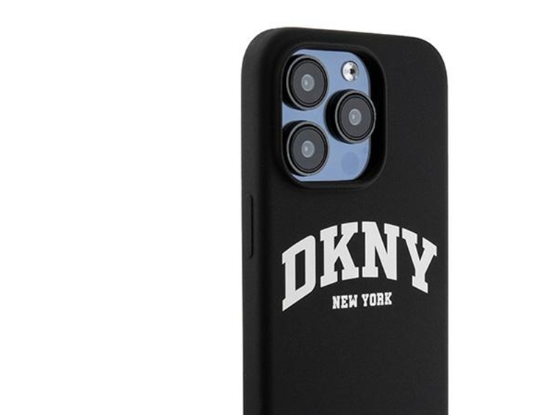 Dkny Liquid Silicone Hvidt Trykt Logo Magsafe-Cover Til Iphone 15 Pro - Sort