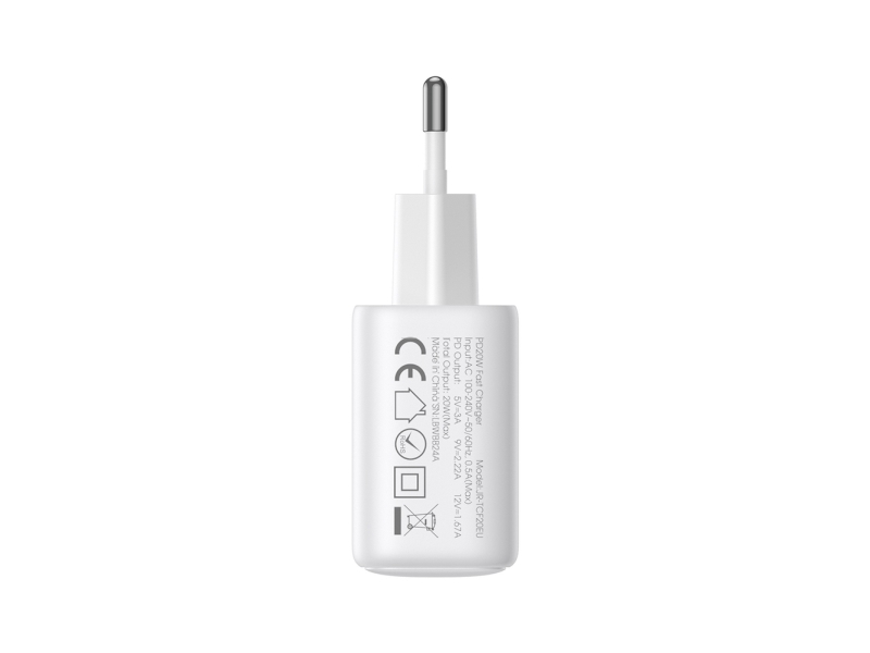 Joyroom Netzladegerät Jr-Tcf20 Usb-C Pd 20W – Weiß + Usb-C/Usb-C-Kabel 1 M