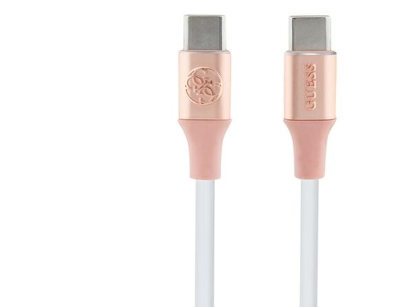 Guess Ebossed Logo Usb-C/Usb-C-Kabel 1,5 M Schnellladen - Pink