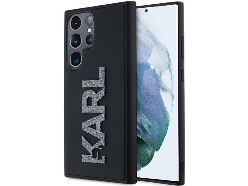 Karl Lagerfeld 3D Gummiglimmer-Logo Cover Til Samsung Galaxy S24 Ultra - Sort
