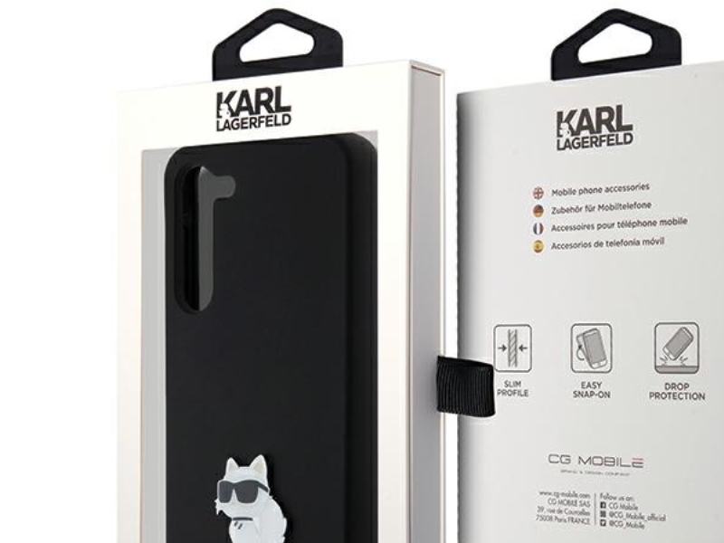 Karl Lagerfeld Silicone Choupette Metal Pin case for Samsung Galaxy S24+ - black