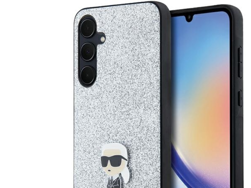 Karl Lagerfeld Fast Glitter Ikonik Logo Metal Pin-Cover Til Samsung Galaxy A35 - Sølv