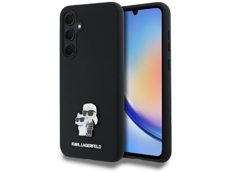 Karl Lagerfeld Silicone Karl&Choupette Metalpin-Cover Til Samsung Galaxy A35 - Sort