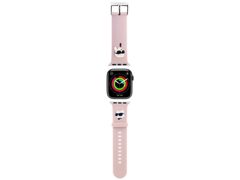 Karl Lagerfeld 3D Gummirem Karl&Ampchoupette Til Apple Watch 42/44/45/49 Mm - Pink
