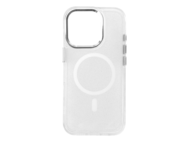 Glitter Case Magsafe Til Iphone 16 Pro - Hvid Med Glitter
