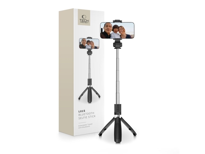 Tech-Protect L01S Bluetooth Selfie Stick with Tripod up to 70cm - Black