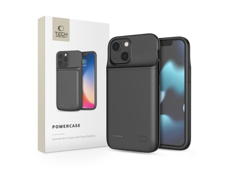 Tech-Protect Powercase Til Iphone 12 Mini / 13 Mini Med 4700 Mah Powerbank - Sort