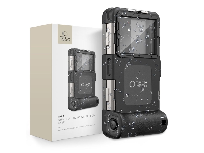 Tech-Protect Vandtæt Etui Ipx8 Til 4.7-6.7" Smartphones - Sort