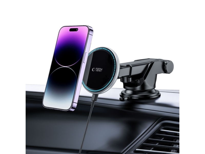 Tech-Protect A2 Car Phone Holder with MagSafe 15W Inductive Charger for Cockpit - Black