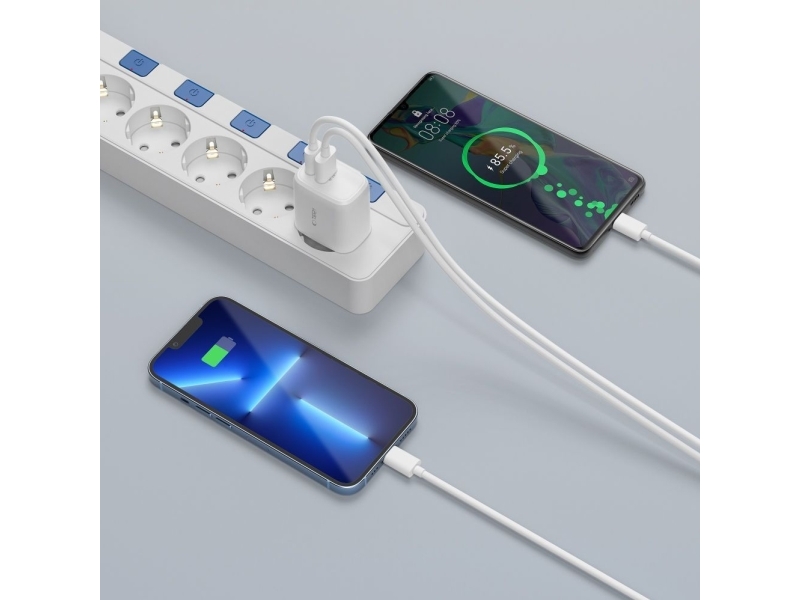 Tech-Protect C20w Usb-C Pd 20W / Usb-A Qc 3.0 Ladegerät Mit Usb-C / Usb-C-Kabel - Weiß