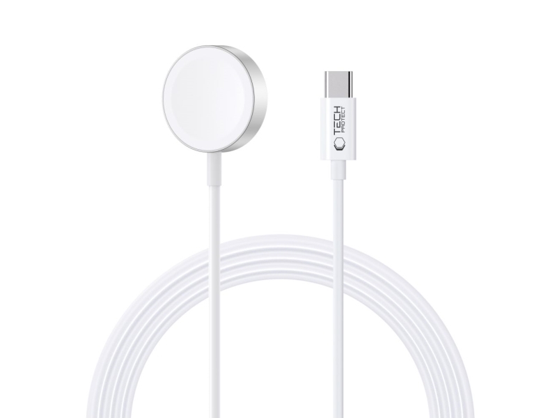 Tech-Protect Ultraboost Magnetisk Induktiv Oplader Med Usb-C Til Apple Watch 1,2 M - Hvid