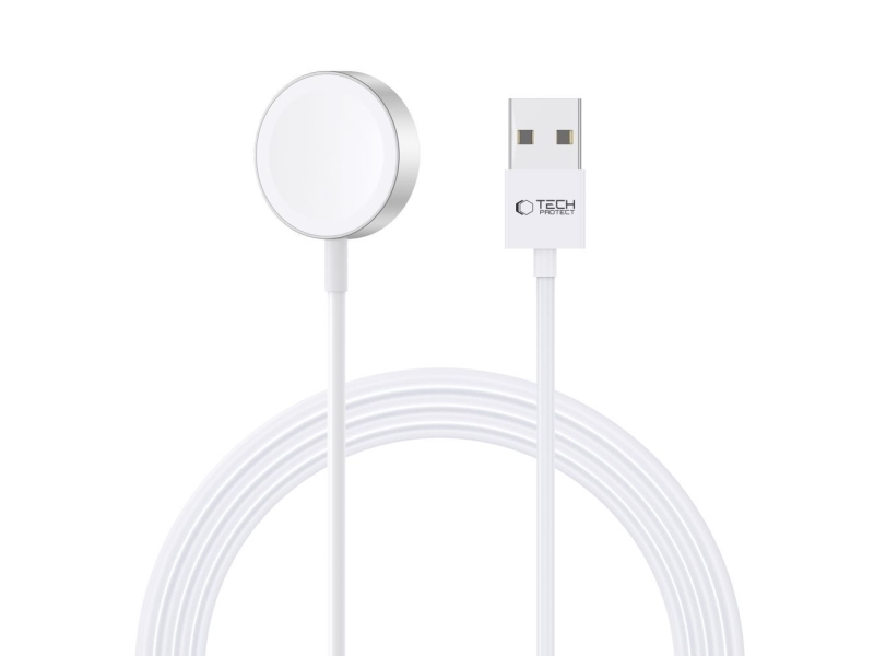 Tech-Protect Ultraboost Magnetisk Induktiv Oplader Med Usb-A Til Apple Watch 1,2 M - Hvid