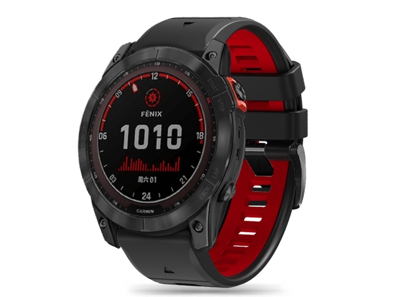 Tech-Protect IconBand Pro Strap for Garmin Fenix 3 / 5X / 3HR / 5X Plus / 6X / 6X Pro / 7X - Black & Red