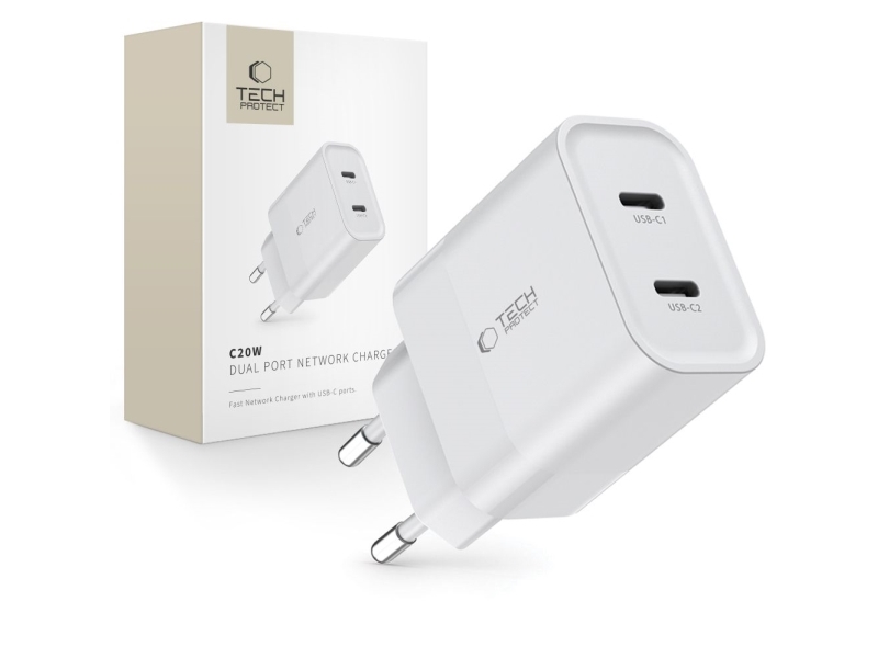 Tech-Protect 2-Port-Netzladegerät Pd20w (Weiß) (9319456607093)