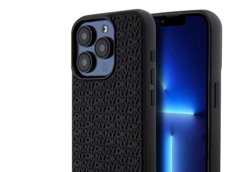 Dkny 3D-Gummihülle Mit Wiederholtem Muster Für Iphone 15 Pro Max – Schwarz
