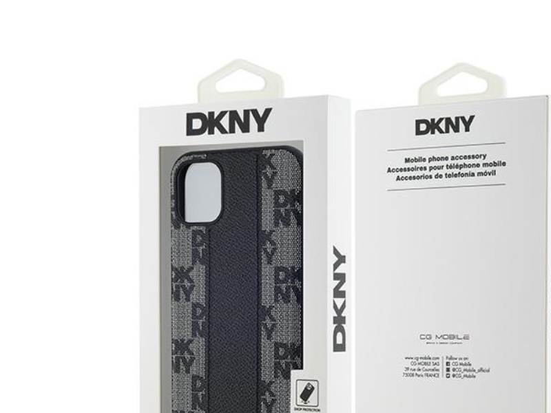Dkny Læder Tern Mono Mønster Magsafe Cover Til Iphone 11 / Xr – Sort