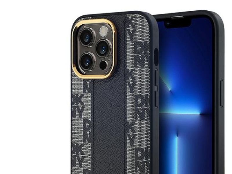 Dkny Lederhülle Mit Karomono-Muster Für Magsafe Für Iphone 14 Pro - Schwarz
