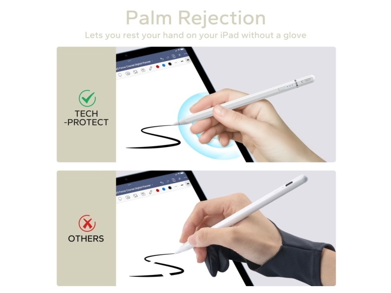 Tech-Protect Digital Magnetic Stylus Pen 3 Magnetic for iPad - White