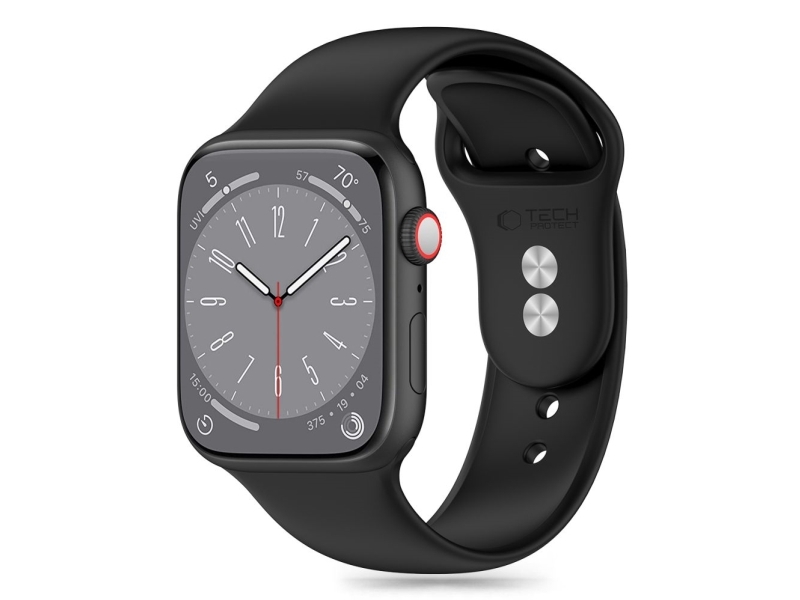 Tech-Protect silikonarmband för Apple Watch 4/5/6/7/8/9/SE 38/40/41 mm svart | Sport & Träning - Pulsklockor & Smartwatches - Tillbehör | GameStuff