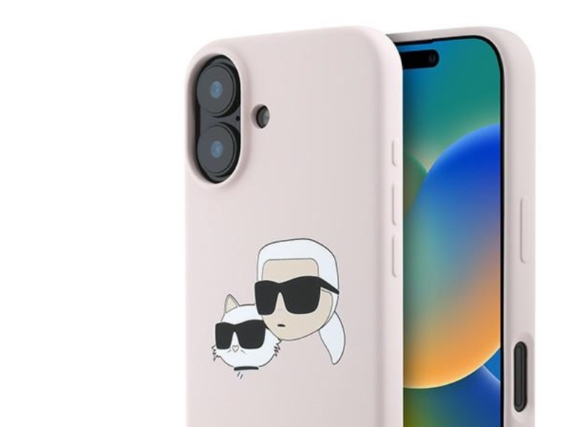 Karl Lagerfeld Silikone Nauble Heads Print Magsafe Cover Til Iphone 16 Plus - Pink