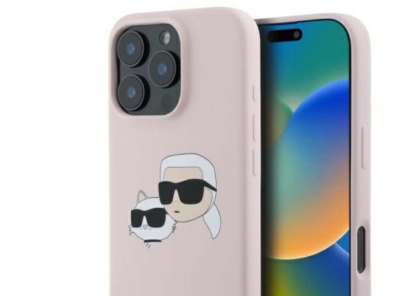 Karl Lagerfeld Silikone Nauble Heads Print Magsafe Etui Til Iphone 16 Pro Max - Pink