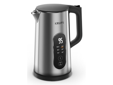 Krups Smart''n Light Wasserkocher Bw8018, 1,7 L, 1500 W, Schwarz, Edelstahl, Metall, Regelbare Temperatur, Drahtlos