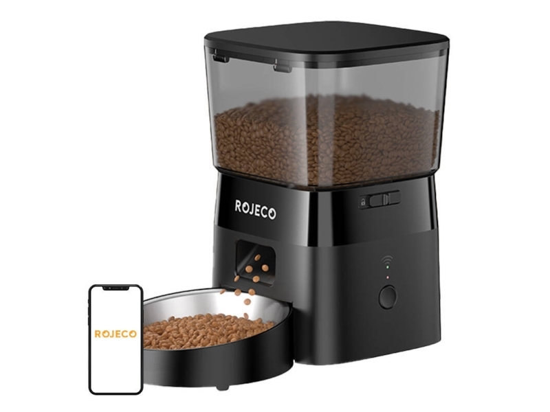 Rojeco intelligent foderautomat til kæledyr Rojeco 2L Pet Feeder WiFi-version (sort)