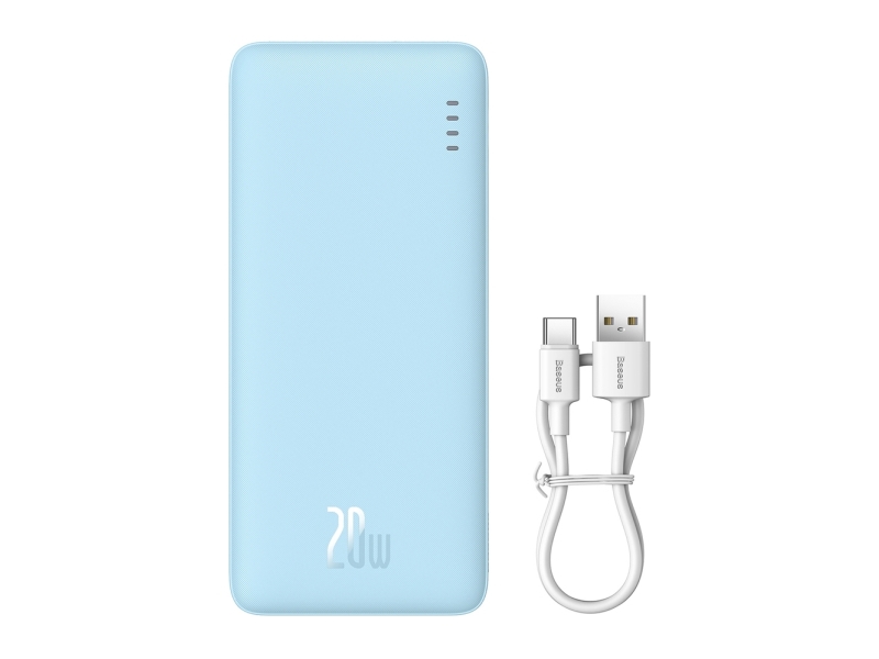 Baseus Airpow 20W 20000Mah Powerbank Med Hvid Baseus Simple Series Usb-A Til Usb-C Kabel 50 Cm - Blå