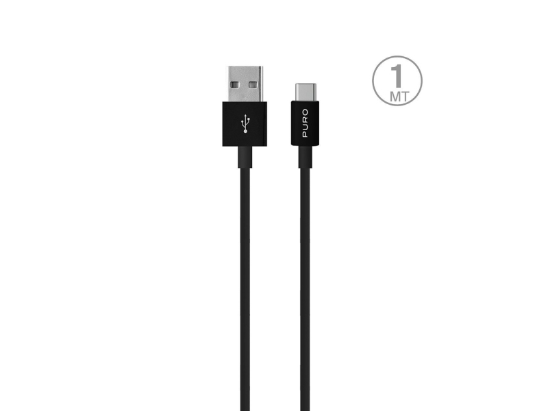 Puro Pwcusbcblk, 1 M, Usb A, Usb C, Usb 3.2 Gen 1 (3.1 Gen 1), 0,48 Gbit/Sek., Sort