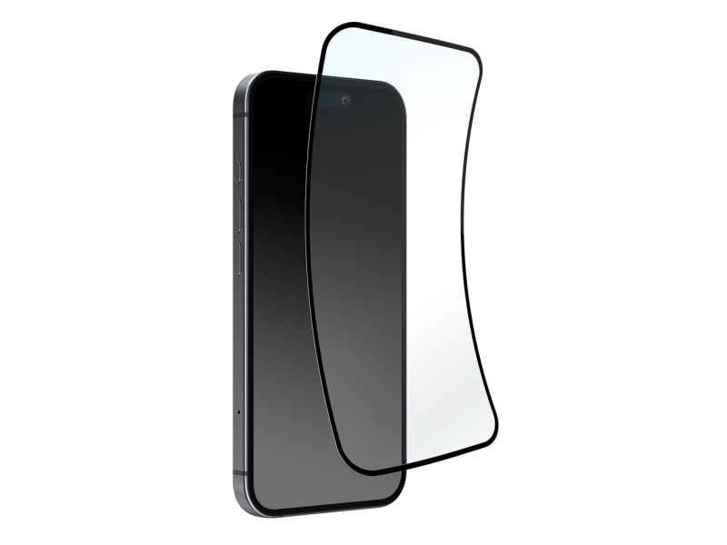 Puro Szklo Hybrydglas Flexible Glass D3o Med Sort Ramme Til Iphone 16 / Iphone 15 / Iphone 15 Pro