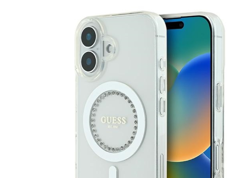 Guess Iml Strass Magsafe Case Für Iphone 16 - Weiß
