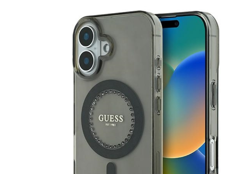 Guess Iml Rhinestones Magsafe Apple Iphone 16 - Handytasche Schwarz