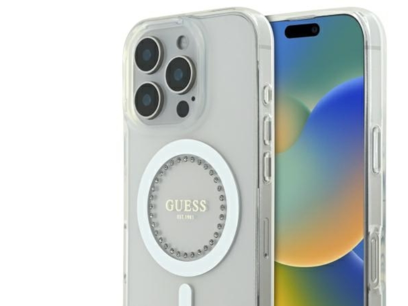 Guess Iml Strass Magsafe Case Für Iphone 16 Pro Max - Weiß
