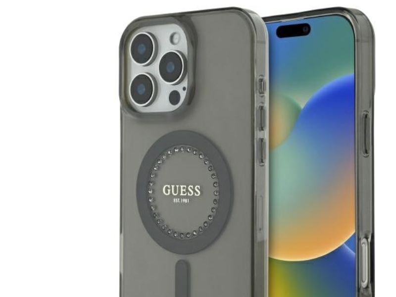 Guess Iml Strasssteine Ring Magsafe Fall Für Iphone 16 Pro Max Juodas