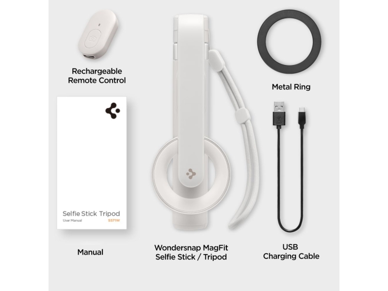 Selfie-stick Spigen S571W MagSafe Bluetooth med tripod - beige billede