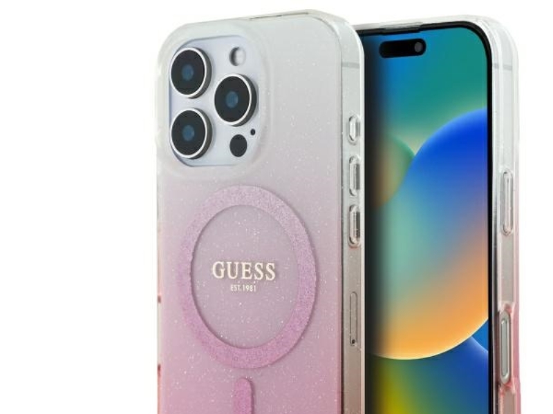 Guess Iml Glitter Gradient Magsafe Case Für Apple Iphone 16 Pro - Tasche Für Telefon Rosa