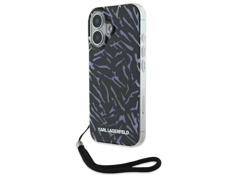 Karl Lagerfeld Zebra With Cord Apple iPhone 16 Plus Case - dėklas telefonui violetinės spalvos