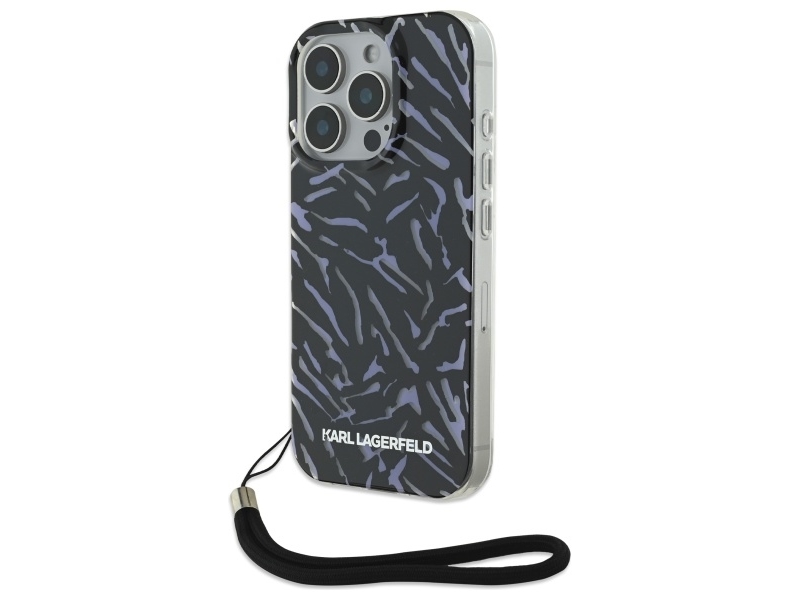 Karl Lagerfeld Zebra With Cord Apple iPhone 16 Pro Max Case - dėklas telefonui violetinės spalvos