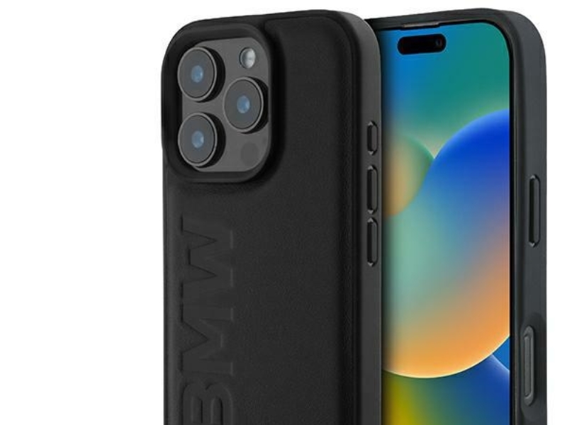 Bmw Leder Hot-Stamping Hülle Für Iphone 16 Pro - Schwarz
