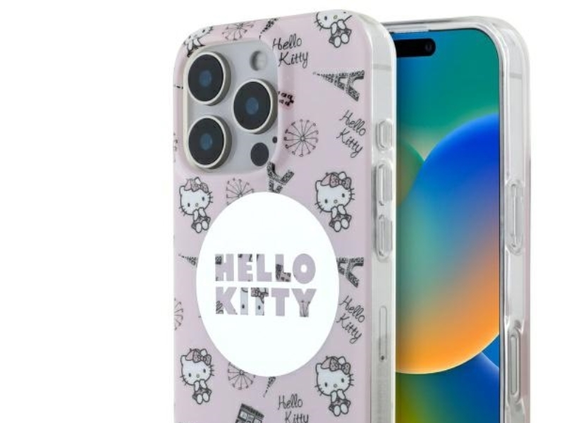 Hurtel Hello Kitty Iml All Over Paris Magsafe Iphone 16 Pro Cover - Pink