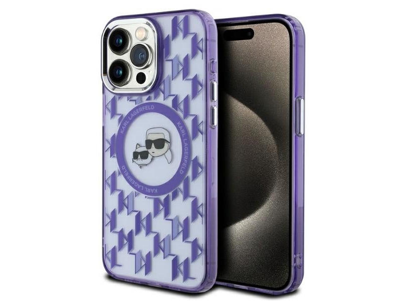 Karl Lagerfeld Iml Monogram Karl & Choupette Hovedbånd Magsafe Etui Til Iphone 15 Pro - Lilla