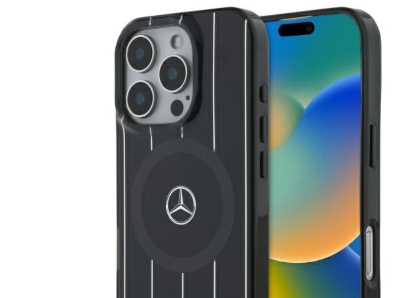 Mercedes Mb Double-Layer Kreuzlinien Magsafe Case Für Iphone 16 Pro - Schwarz