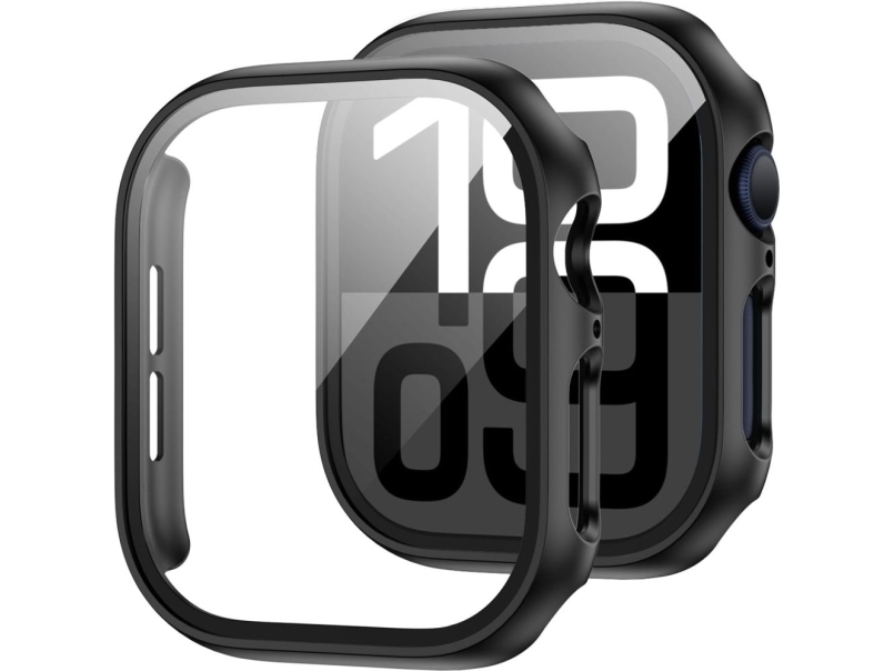 Tech-Protect Defense360 Tempered Glass Case for Apple Watch 10 (46 mm) - Black