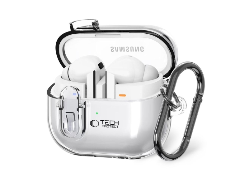 Tech-Protect FlexAir Case with Carabiner for Samsung Galaxy Buds 3 / 3 Pro - Transparent