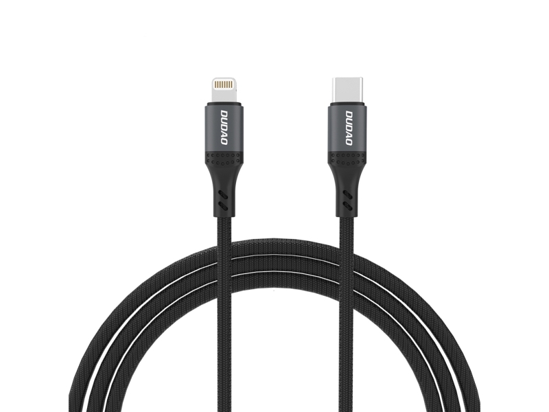 Dudao USB-kabel USB-C til Lightning 2 m sort (6976625333080)