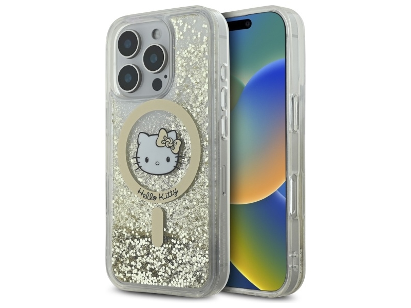 Hello Kitty Liquid Glitter Fever Magsafe Case Für Iphone 16 Pro – Gold