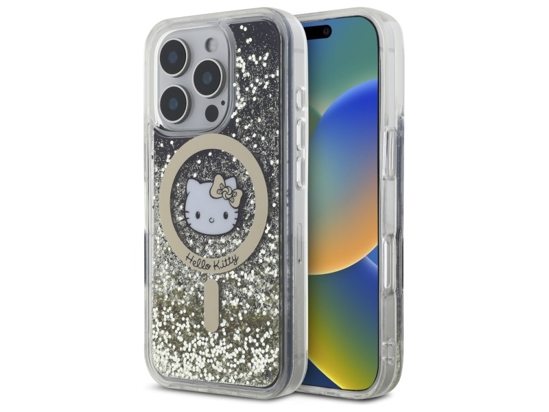 Hello Kitty Liquid Glitter Magsafe Iphone 16 Pro Case - Gold