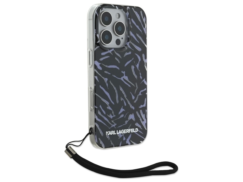 Karl Lagerfeld KLHCP16LHZBPKCCU Apple iPhone 16 Pro 6.3 dėklas telefonui violetinės spalvos Zebra With Cord