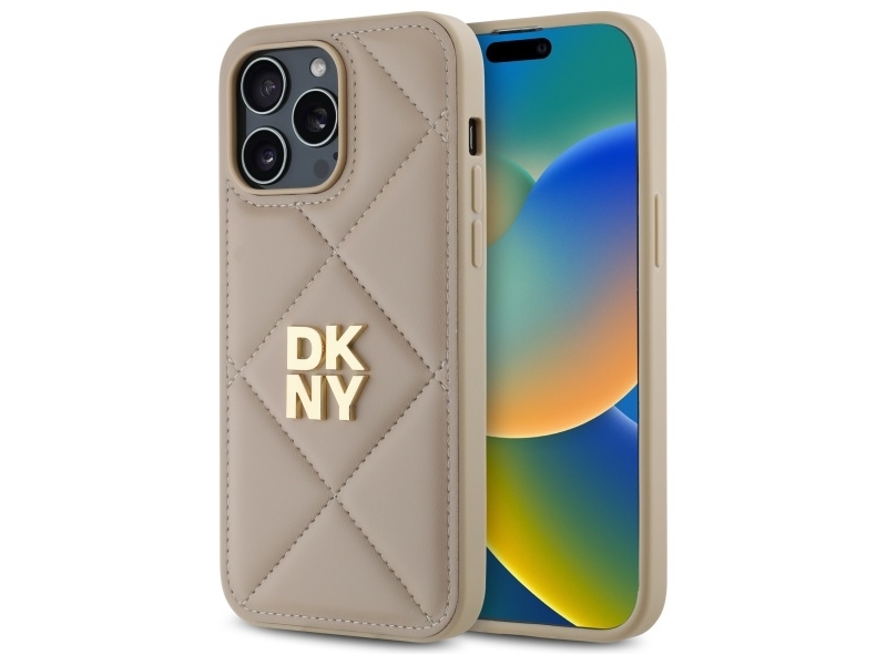 Dkny Quilted Stack Logo Iphone 14 Pro Case - Beige